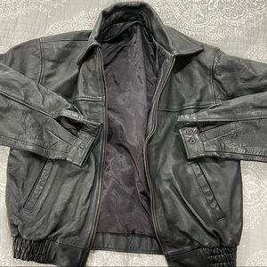 Black men’s genuine leather jacket.